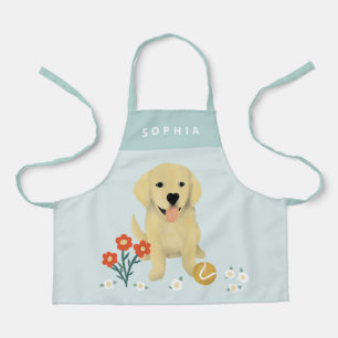 Girls Cute Puppy Dog Floral Kinder Schort
