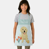 Girls Cute Puppy Dog Floral Kinder Schort (Insitu)