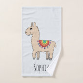 Girls Cute Rainbow Llama Cartoon en naam Kinderen Bad Handdoek (Handdoek)