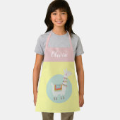 Girls Cute Rainbow Llama Persoonlijke naam Kindere Schort (Insitu)