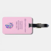 Girls Cute Rainbow Magical Unicorn & Custom Name Bagagelabel (Achterkant horizontaal)