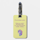 Girls Cute Rainbow Magical Unicorn & Custom Name Bagagelabel (Achterkant verticaal)