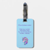 Girls Cute Rainbow Magical Unicorn & Custom Name Bagagelabel (Achterkant verticaal)