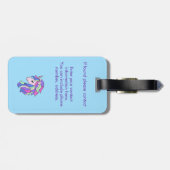 Girls Cute Rainbow Magical Unicorn & Custom Name Bagagelabel (Achterkant horizontaal)