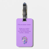 Girls Cute Rainbow Magical Unicorn & Custom Name Bagagelabel (Achterkant verticaal)