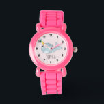Girls Cute Rainbow Narwhal Cartoon en naam Kind Horloge<br><div class="desc">Dit prachtige kinderen horloge heeft een schattige, handgetekende regenboog narwal cartoon. Dit mooie kleurrijke ontwerp beschikt ook over een plek voor u om de naam van uw meisje toe te voegen. Met duidelijke, gemakkelijk leesbare nummers is dit 'eerste' horloge geweldig voor diegenen die net beginnen met het leren van de...</div>