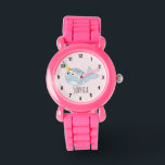 Girls Cute Rainbow Narwhal Cartoon en naam Kind Horloge<br><div class="desc">Dit prachtige kinderen horloge heeft een schattige, handgetekende regenboog narwal cartoon. Dit mooie kleurrijke ontwerp beschikt ook over een plek voor u om de naam van uw meisje toe te voegen. Met duidelijke, gemakkelijk leesbare nummers is dit 'eerste' horloge geweldig voor diegenen die net beginnen met het leren van de...</div>