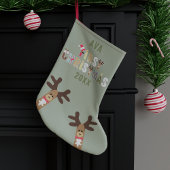 Girls Cute Reindeer Green First Christmas Stocking Kleine Kerstsok