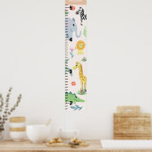 Girls Cute Safari Animals Elephant Growth Chart Poster (Keuken)