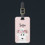 Girls Cute Sheep Waterverf Flowers and Name Bagagelabel<br><div class="desc">Dit moderne en girale bagagelabel van het kind is voorzien van een prachtig, met de hand geschilderd wit schaap met een prachtige bloemen in haar haar. Dit ontwerp van het florale waterverf lampje biedt ook een plek waar je je meisjesnaam kunt toevoegen aan elegante typografie. Het perfecte boerderij diermodel voor...</div>