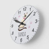 Girls Cute Siamese Cat Cartoon Kinder Nursery Ronde Klok (Hoek)