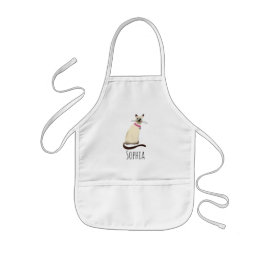 Girls Cute Siamese Cat Cartoon met naam Kinder Schort