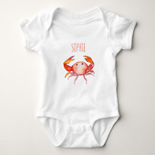Girls Cute Simple Ocean Baby Crab Romper