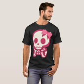 Girls Cute Skull Xray Pink Bow Stropdas Skeleton T-shirt (Voorkant volledig)