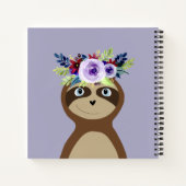 Girls Cute Sloth Waterverf Flowers en Name Notitieboek (Achterkant)