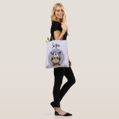 Girls Cute Sloth Waterverf Flowers & Name Tote Bag (Op model)