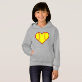 Girls Cute Softball Heart Hoodie Sweatshirt (Voorkant volledig)