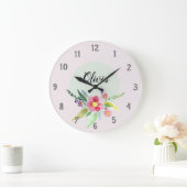 Girls Cute Spring Botanical Flowers en Name Kinder Grote Klok (Huis)