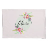 Girls Cute Spring Botanical Flowers en Name Kinder Kussensloop (Voorkant-Links)