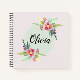 Girls Cute Spring Botanical Flowers en Name Kinder Notitieboek