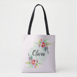 Girls Cute Spring Botanical Flowers en Name Kinder Tote Bag