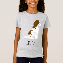 Girls Cute Springer Spaniel Dog & Name Kinder T-shirt