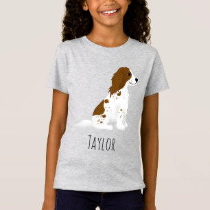 Girls Cute Springer Spaniel Dog & Name Kinder T-shirt
