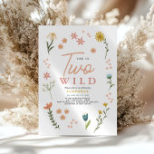 Girls Cute Two Wild Boho Wildflower 2nd Birthday Kaart
