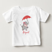 Girls Cute Waterverf Elephant Custom Name (Voorkant)