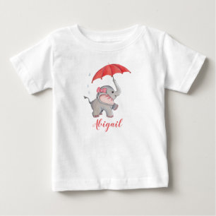 Girls Cute Waterverf Elephant Custom Name