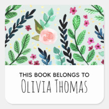 Girls Cute Waterverf Flowers Kinder Bookplate