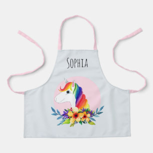 Girls Cute Waterverf Magical Pink Unicorn Kinder Schort