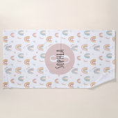 Girls Cute Waterverf Rainbow Pattern Kinder Boho Strandlaken (Voorkant)