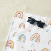 Girls Cute Waterverf Rainbow Pattern Kinder Boho Strandlaken (In situ)