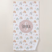 Girls Cute Waterverf Rainbow Pattern Kinder Boho Strandlaken (Voorkant)