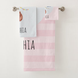 Girls Cute Waterverf Sloth Animal en Name Kinder Bad Handdoek