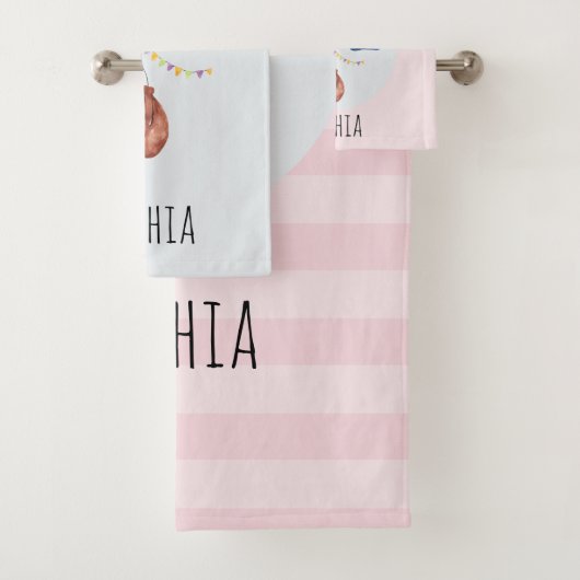 Girls Cute Waterverf Sloth Animal en Name Kinder Bad Handdoek (Insitu)
