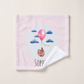 Girls Cute Waterverf Sloth Animal en Name Kinder Bad Handdoek (Wasdoekje)