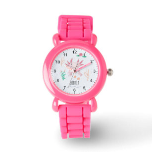 Girls Cute & Whimsical Pink Axolotl Kinderen Horloge