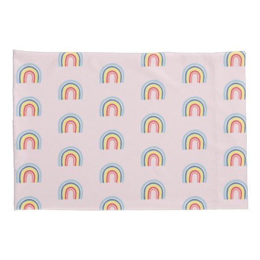 Girls Cute Whimsical Rainbow Cartoon en Name Kinde Kussensloop (Achterkant-Rechts)