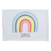 Girls Cute Whimsical Rainbow Cartoon en Name Kinde Kussensloop (Voorkant-Links)