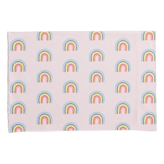 Girls Cute Whimsical Rainbow Cartoon en Name Kinde Kussensloop (Voorkant-Rechts)