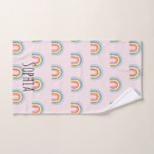 Girls Cute Whimsical Rainbow Cartoon Name Kinder Bad Handdoek (Handdoek)
