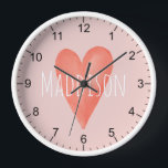 Girls Cute Whimsical Waterverf Pink Heart Kinder<br><div class="desc">Dit schattige en griezelige klokontwerp van kinderen kenmerkt een roze waterverf hart en kan gepersonaliseerd worden met je meisjesnaam. Ideaal voor een roze liefhebbend kind. Geweldig decor voor een kinder kamer of een kindermeisje.</div>