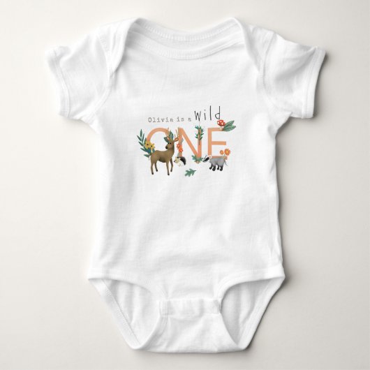 Girls Cute Wild One Woodland 1e verjaardag Romper (Voorkant)