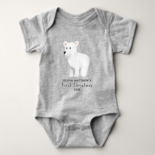 Girls Cute Winter Polar Beer Eerste Kerstmis Romper (Voorkant)