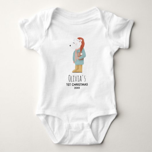 Girls Cute Winter Polar Beer Eerste Kerstmis Romper (Voorkant)