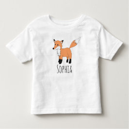 Girls Cute Woodland Forest Fox en Name Kinder Shirts