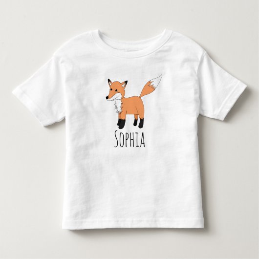Girls Cute Woodland Forest Fox en Name Kinder Shirts (Voorkant)