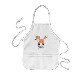 Girls Cute Woodland Fox Cartoon and Name Kinder Schort